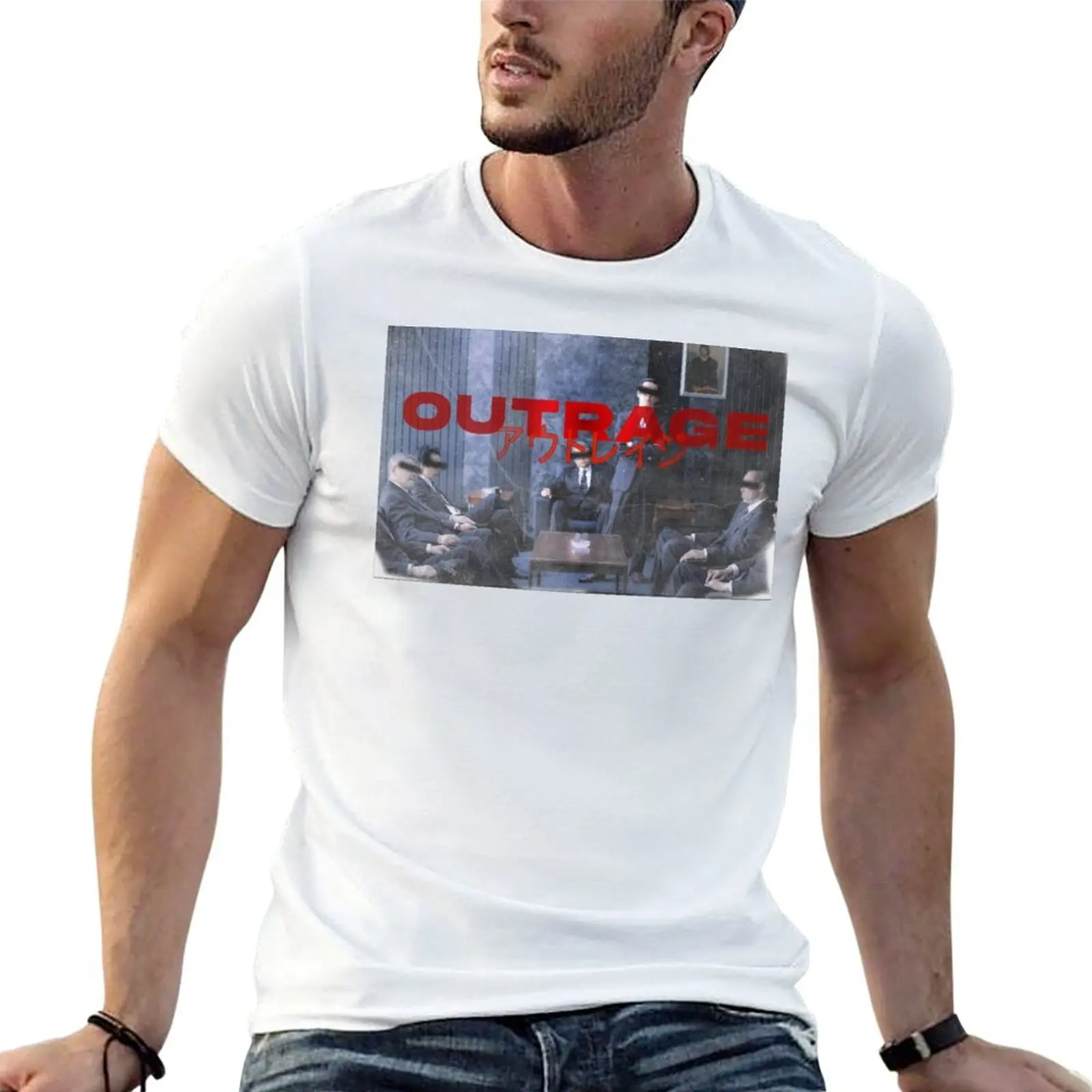 Outrage Japanese film Takeshi Kitano T-Shirt custom t-shirts anime stuff t shirts for men cotton