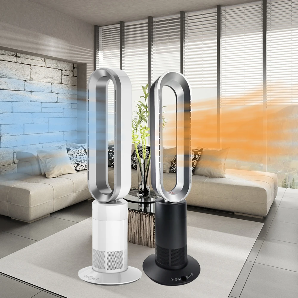 PTC Heating and Cooling Element Ventilation & Lighting Function Bladeless Electric Desktop Tower Fan
