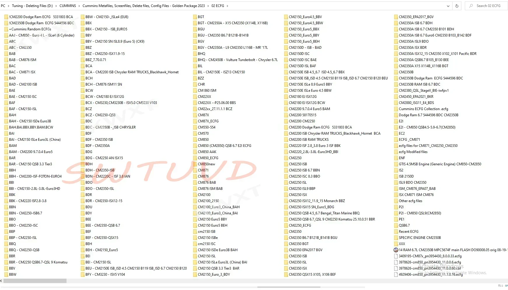 140GB Cumins Metafiles List of Current ECM Calibrations for INSITE Screenfiles, Delete Files, .Config Files .ecfg .e2m