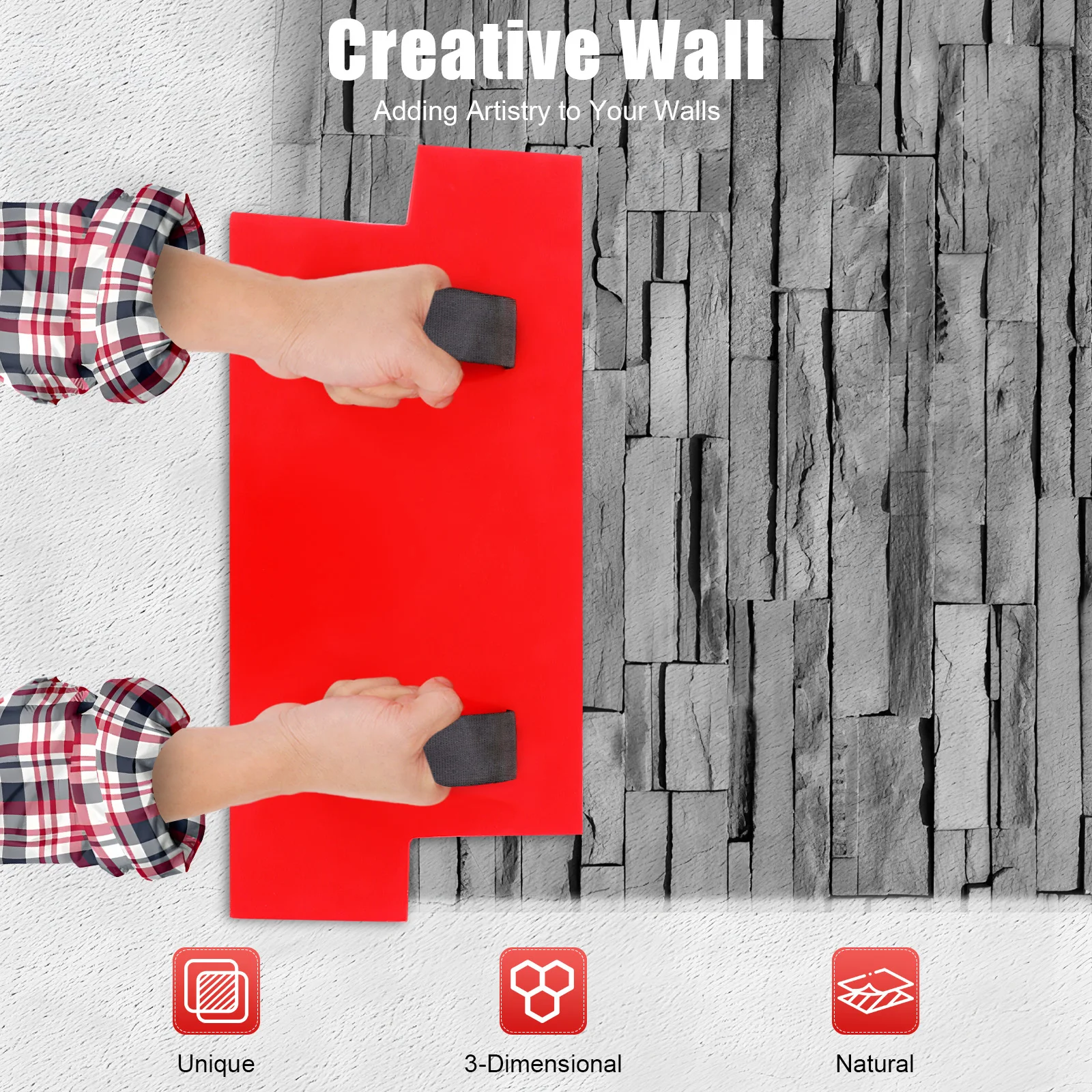 

Slate Seamless Texture Polyurethane Stone Stamp Mat Concrete Cement Wall Mold Mat Cushion With Two Handles