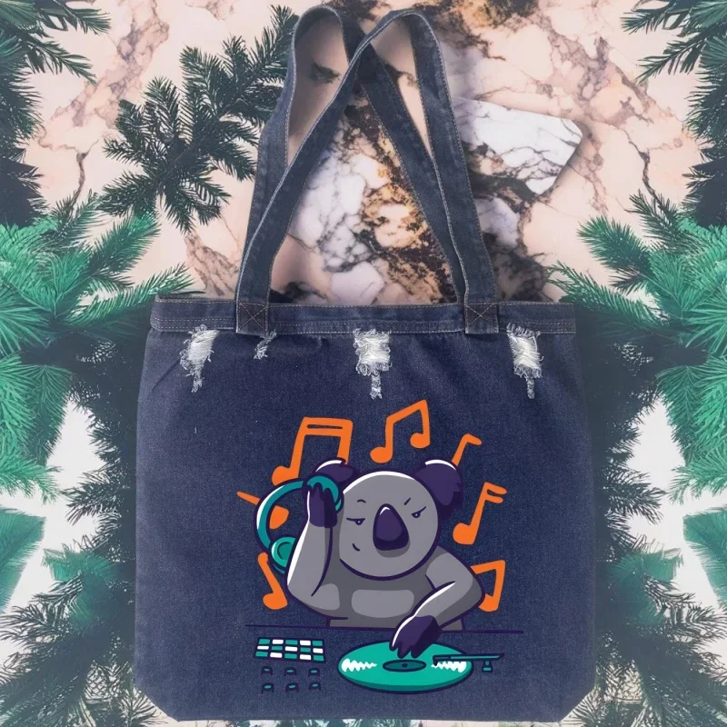 Koala lindo Animal sea mi árbol de eucalipto moda mujer bolsos de hombro de gran capacidad bolso vaquero Casual bolso de compras con cremallera