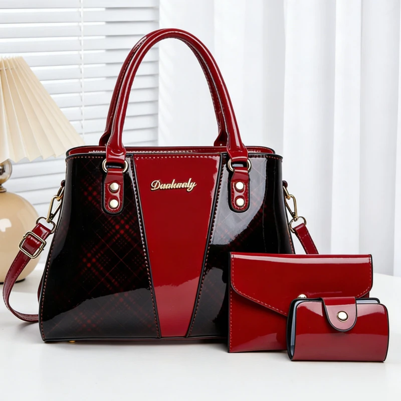 3-piece Women's Bag Set with Printed Patent Leather, Premium PU Leather Women's Handbags,Women's Bags for Shopping - view 6
