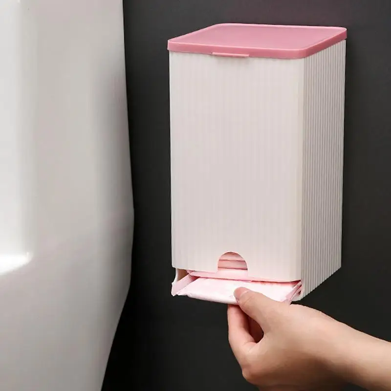 Tampon Holder Wall Mount Paper Towel Dispenser Multifunctional Sanitary Napkin Storage Box Restroom Cotton Swab Organizer