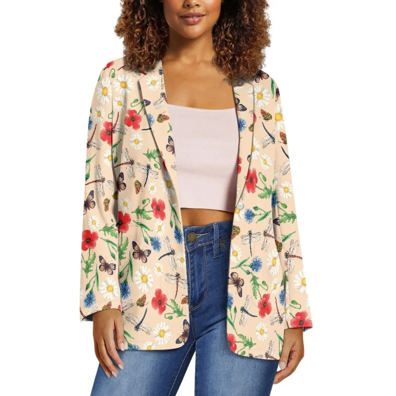 Noise designs 3d Schmetterling Blumen Frau Outfits elegante Anzüge Büro Dame Mode Blazer Tiere drucken Frühling Herbst Jacke