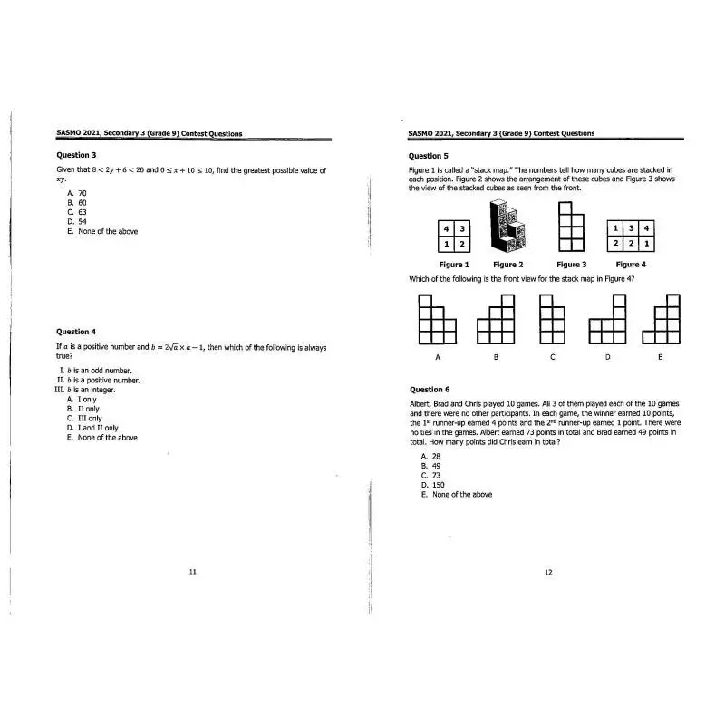 SASMO Singapore And Asian Schools Math Olympiad 2021  2022 Contest Problems With Full Solutions  Secondary 3Grade9 9789811706585