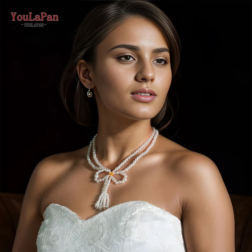 

Youlapan Fashion Necklaces Pearl Women Layered Choker Luxury DIY Handmade Pearls Body Chains Beaded Bride Shoulder Cover VG104