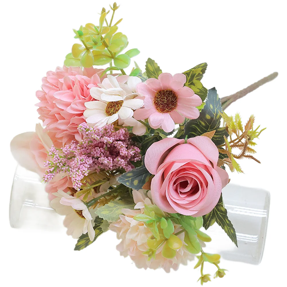 Flores para Boda Blancas, Rosas, Marrones, Rojas, Ramo de Rosas Persas Color Champaña, Diseño Realista, Mezcla de Seda, Plástico y Espuma, Resistentes a la Decoloración