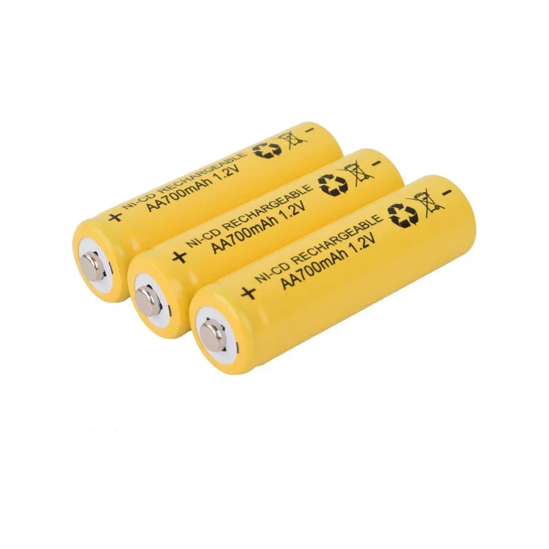 بطارية قابلة للشحن AA NiCd ، بندقية درجة الحرارة ، جهاز التحكم عن بعد ، بطاريات لعبة الماوس ، 700mAh ، AA ، 1.2V ، 12 قطعة