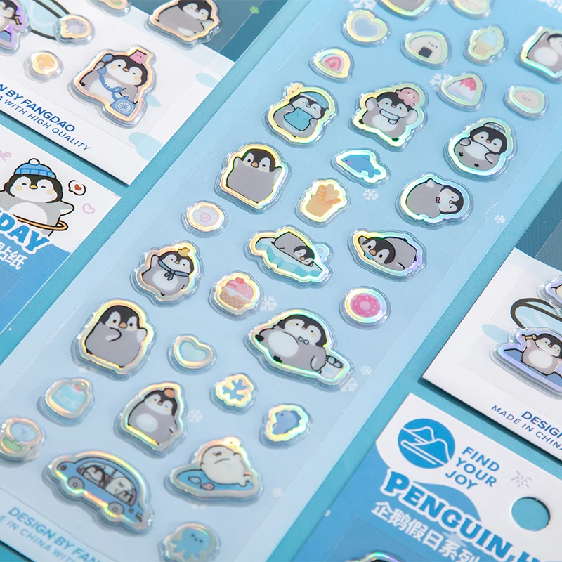 

1 лист Kawaii мультфильм пингвин ПВХ наклейки DIY дневник альбом скрапбук эстетические канцелярские наклейки планировщик украшения поставки