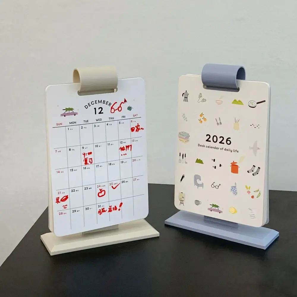 

Cartoon 2026 Desk Calendar Paper Page Flipping Cartoon Desk Planner Daily Check-in Plan Date Display 2026 Cute Student Calendar