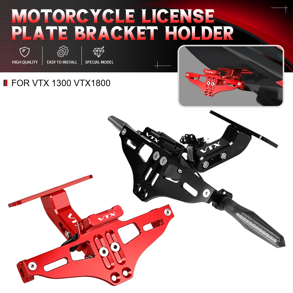 

VTX1300 FOR HONDA VTX 1300 VTX 1800 VTX1800 Moto Turn Signal LED Light Bracket Adjustable License Number Plate Holder Frame