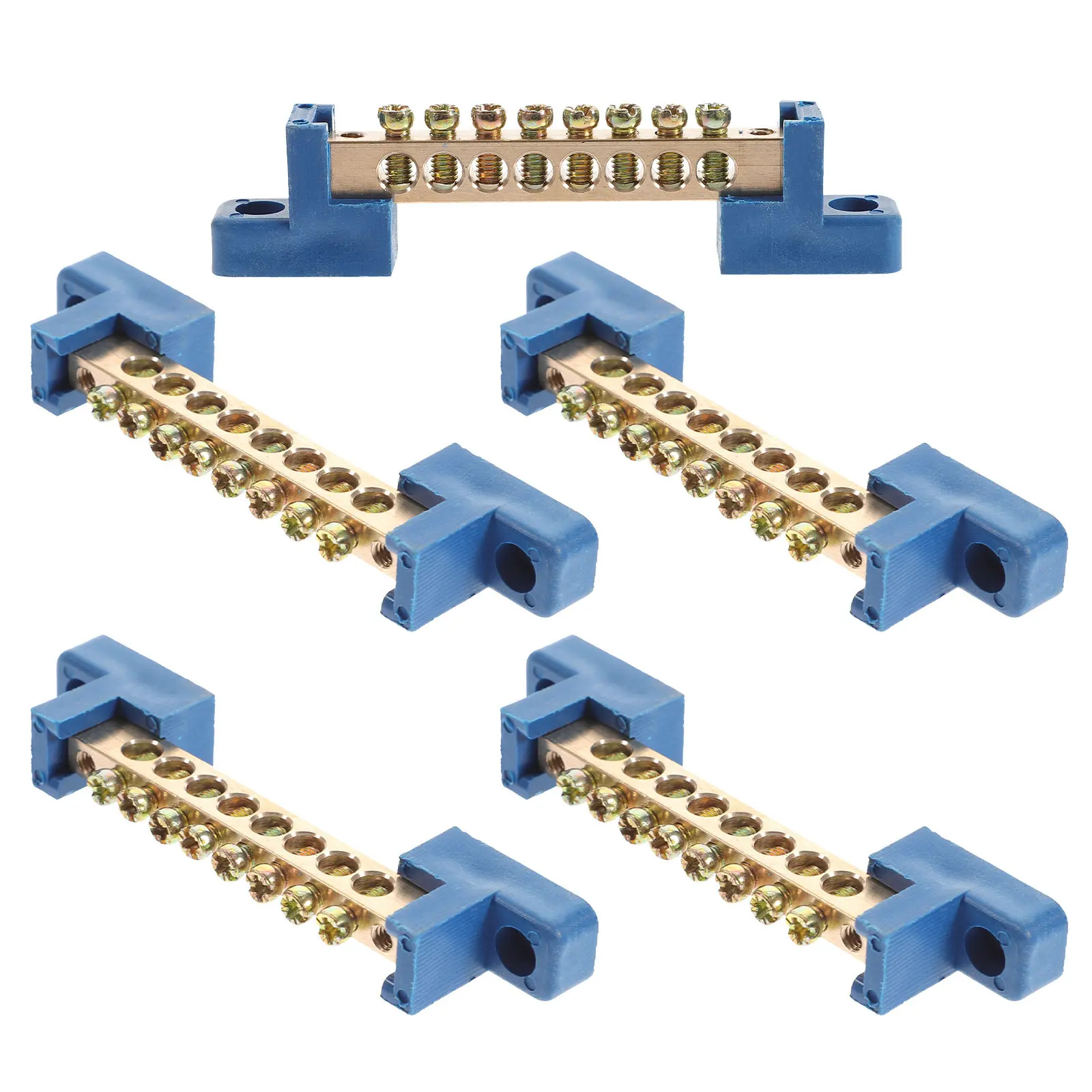 5Pcs Ground Bar Terminal Block Brass Screw Terminal Distribution Position Panel Mount Breaker Box Wiring