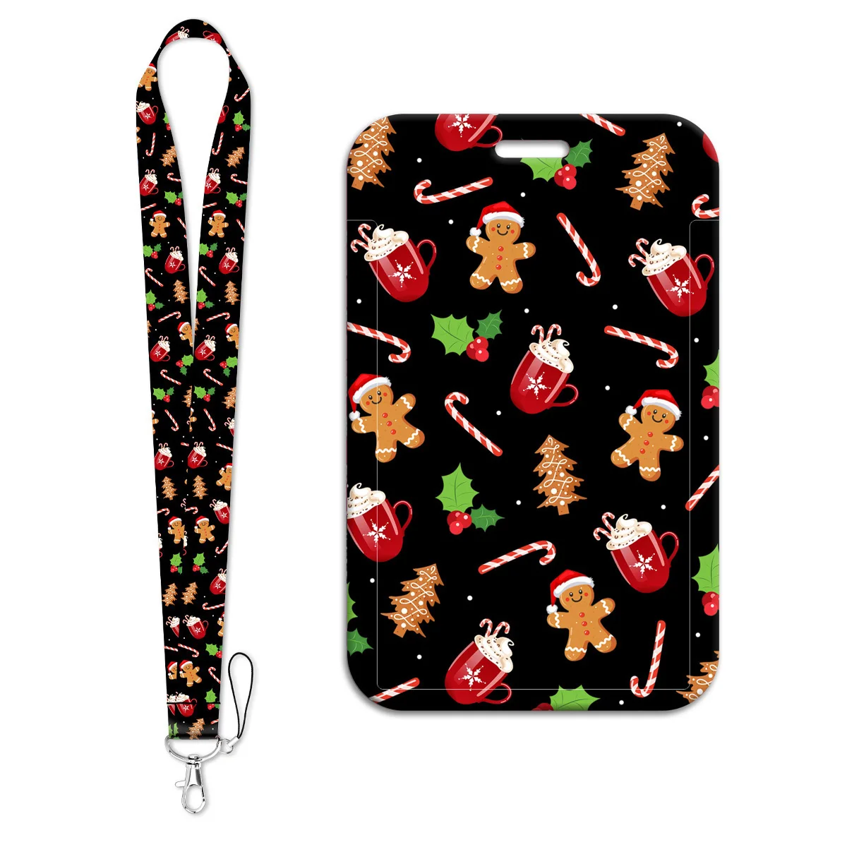 

Christmas Series ID Badge Holder Lanyards Gingerbread Man Door Card Case Hanging Rope Neck Strap Keychain Business Card Gift