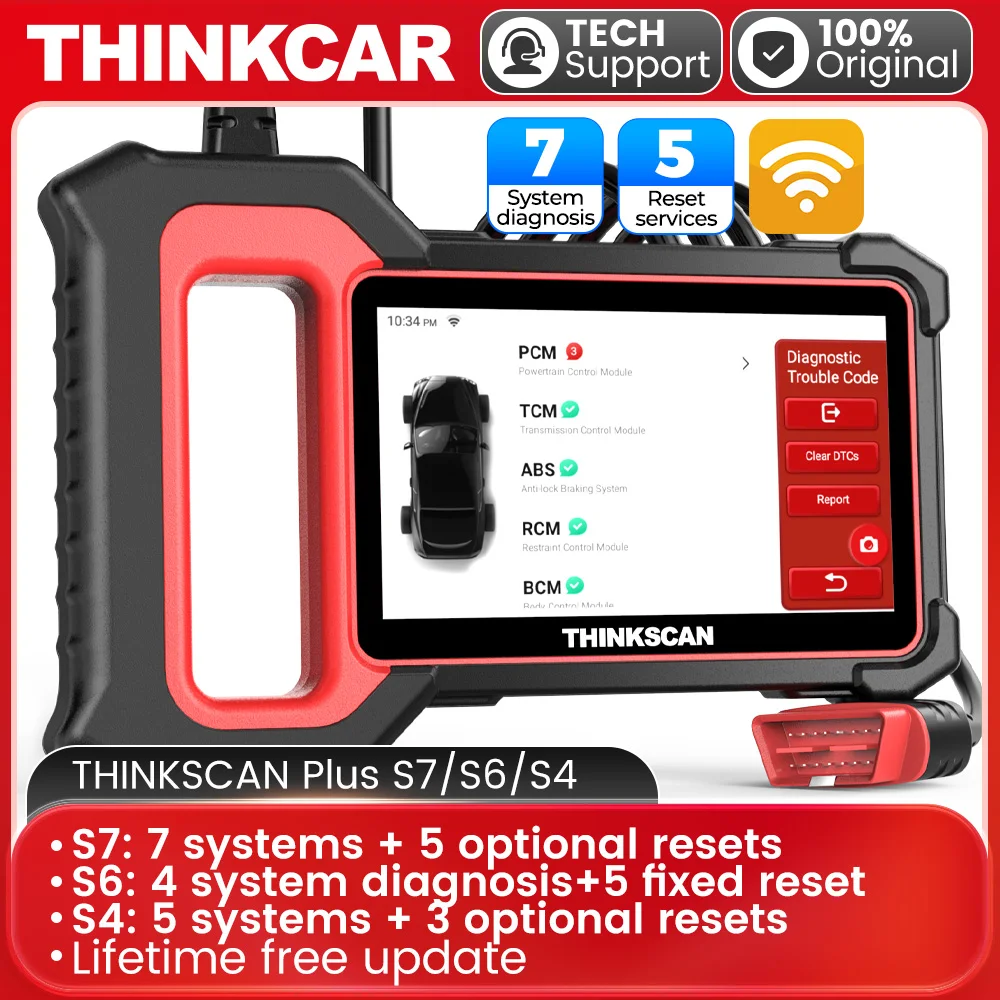 THINKSCAN Plus S7/S6/S4 OBD2 Scanner Car Diagnostic Tool Scan ABS SRS ECM TCM BCM IC AC System Free Reset Service Free