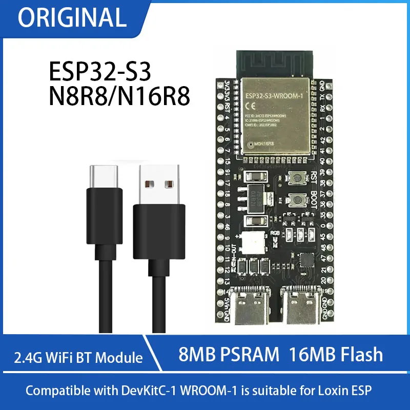 ESP32-S3 Development Board 2.4G Wifi Module ESP32-S3-WROOM-1 N8R2/N8R8/N16R8 compatible with DevKitC-1 44Pin Type-C