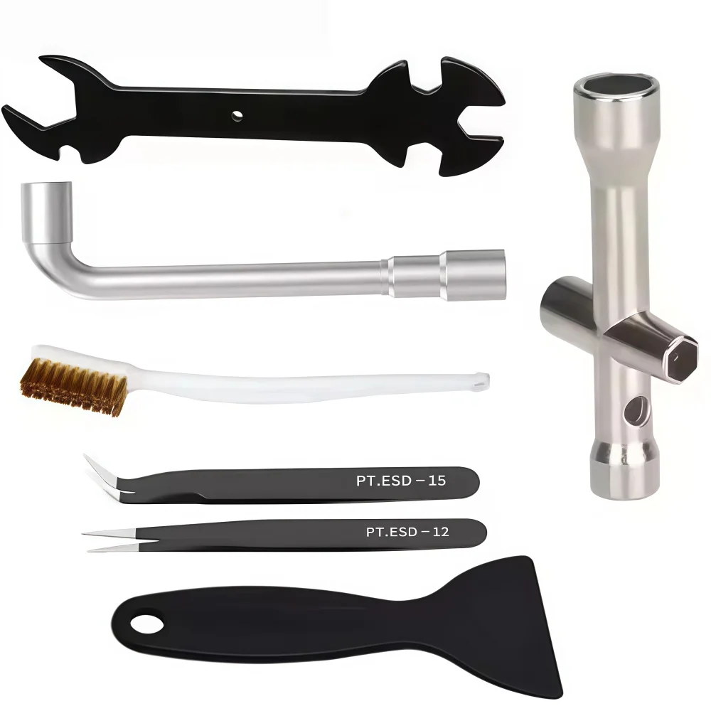 MK8 MK10 Wrench Set Kit Cross Socket Spanner for E3D/V5/V6 Bambu X1/P1/A1 Nozzle Mini Spanner Copper Brush Tool Tweezers L Spann