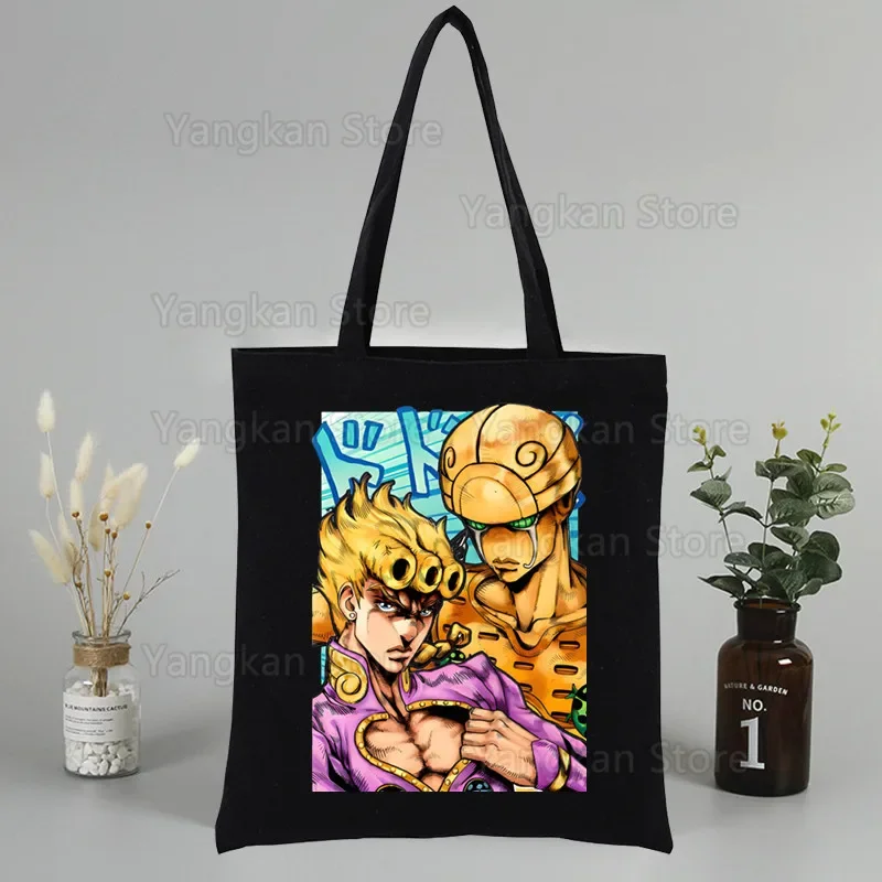 Jojos Bizarre Adventure Women Shopping Canvas Bag Female Girl Tote Eco Harajuku Shopper Shoulder Bags,Drop Ship