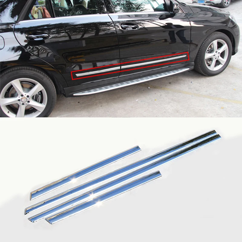 For Mercedes-Benz ML GL GLE GLS Class W166 X166 12-17 4pcs Stainless Steel Side Door Body Cover Trim Car Interior Accessories