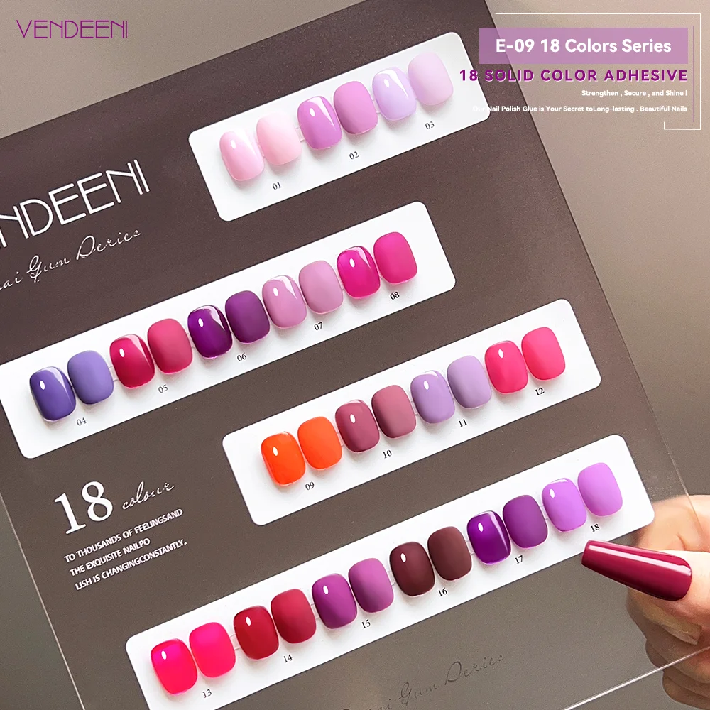 VENDEENI Non Toxic Uv Gel Solid 18Colors Neon Nail Gel Polish Private Label Gel Nail Polish Set Art Supplies Salon