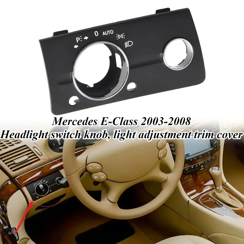 

For Mercedes E-Class 2003-2008 Headlight Switch Knob Cover Panel with Carbon Fiber Texture Light Control Trim Interior Upgrade