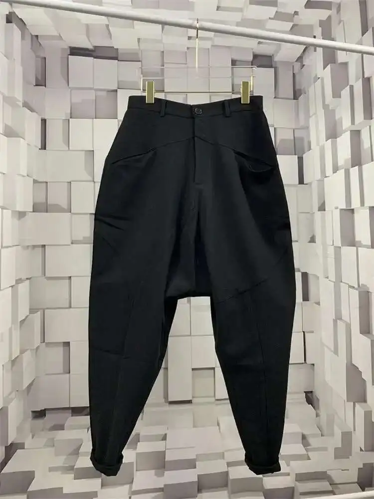 Men's Spring Loose Fashion Versatile Brand Korean S Autumn And Leggings Hairstylist Elastic Black Crotch Pants
