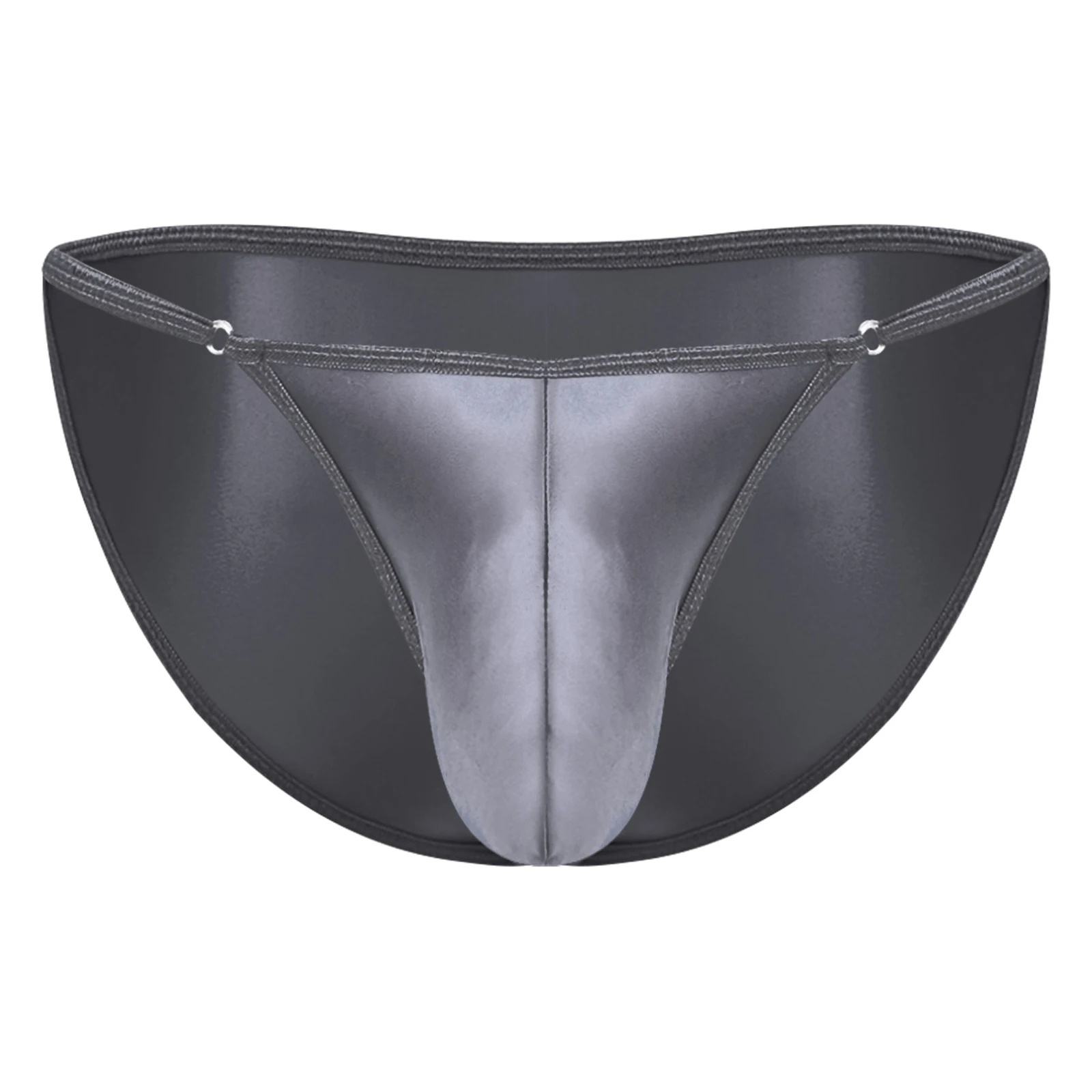 Swimwear Mens Adjustable Waist Panties Nightwear Glossy Silky Thongs Briefs Low Rise Bulge Pouch Underwear for Club Beach