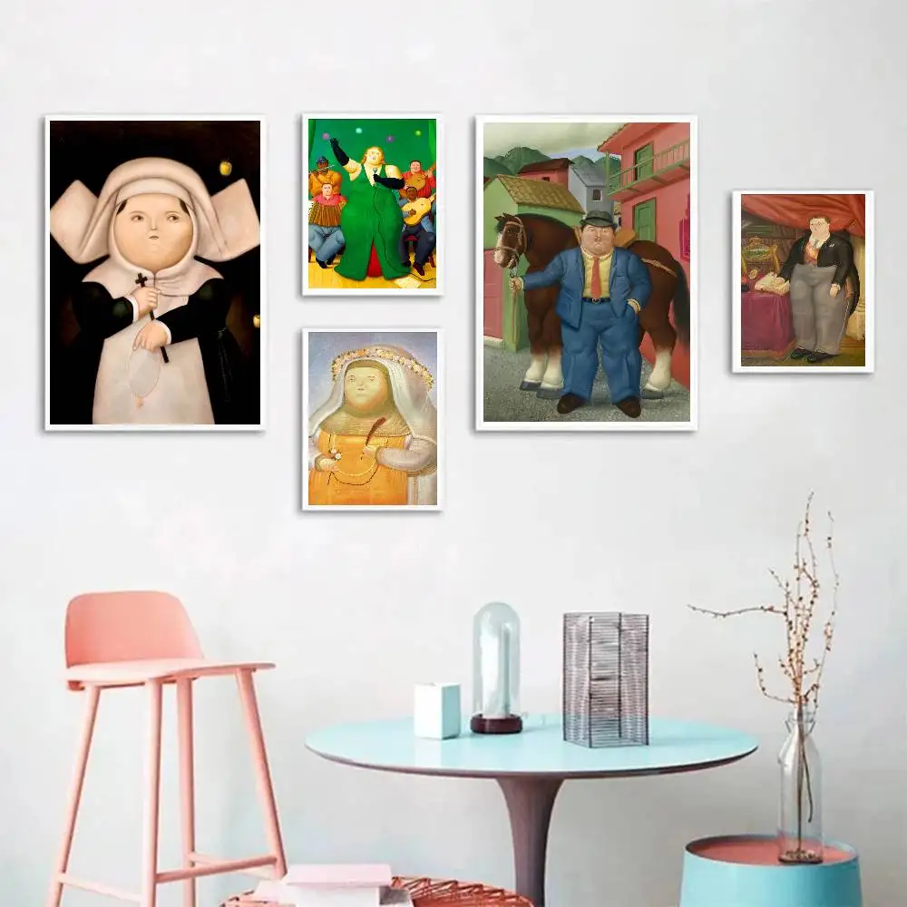 Fernando Mona Lisa Fat Character Art Posters Living Room Bar Cafe Quality Canvas Vintage Style Comics Painting Art Home Wall Dec