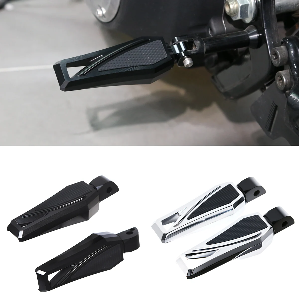

Motorcycle Black Chrome Rear Passenger Phantom Footpegs For Harley Softail Street Bob Breakout Low Rider 2018-2024