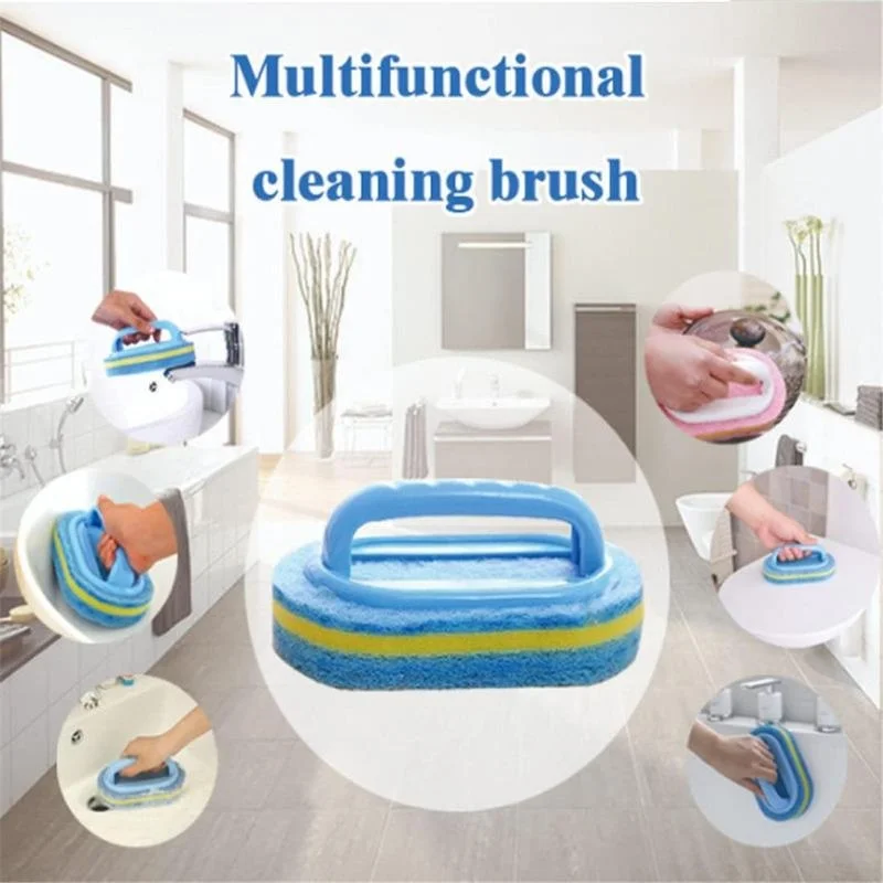 Sponge Cleaning Brush With Handle Bathtub Tile Scrub Brush Kitchen Bathroom Cleaning Sponge Brush Household Cleaning Supplies