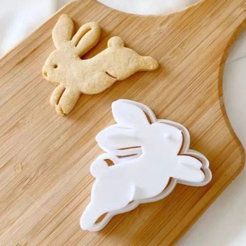 3D Cute Rabbit Cookie Mold Cartoon Rabbit Fondant Cookie Cutter Flower Pattern Biscuit Mold DIY Kitchen Baking Tools