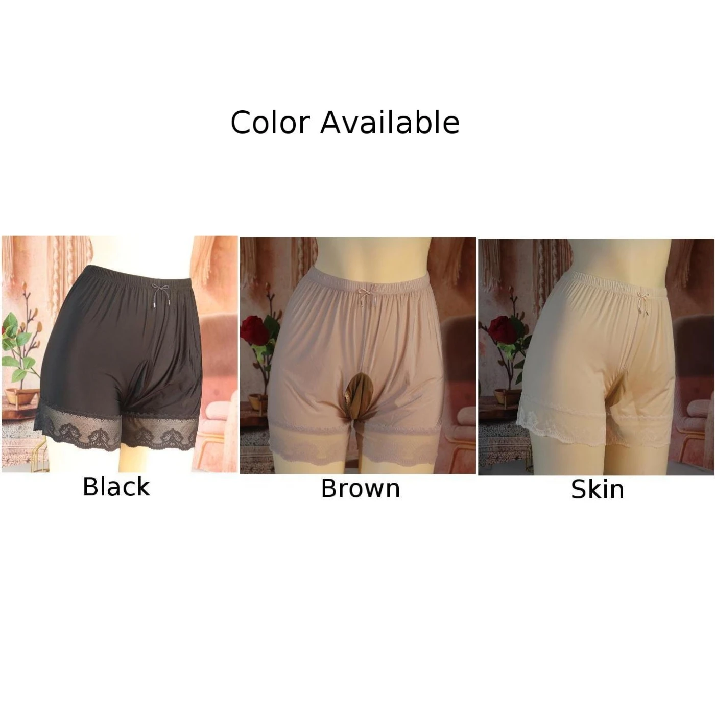 Ice Silk Sissy Panties Mens Shorts Loose Breathable Underwear Plus Size Erotic Lingerie Lace Brim Flirting Teasings