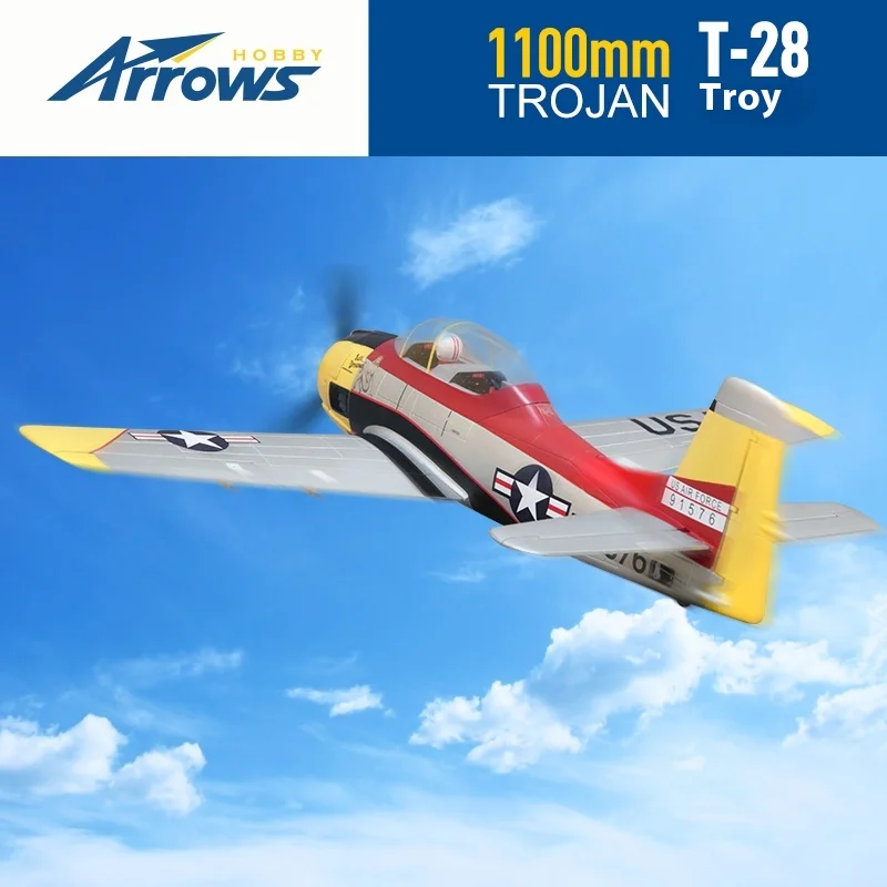 Niebieski Arrow 1.1-Meter T-28 Model Samolotu Myśliwskiego Sterowany Zdalnie Model Samolotu z Stałym Skrzydłem Jednowirnikowy Elektryczny Model z Funkcją Zdjęć Realistyczny Model Samolotu Prezent