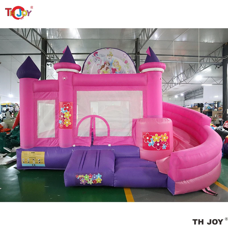 Inflatable Jumping Castle Slide 4.5*4*3.5M Pink Bounce House For Kids Bouncy House For Children With Blower Slide Outdoor Toy