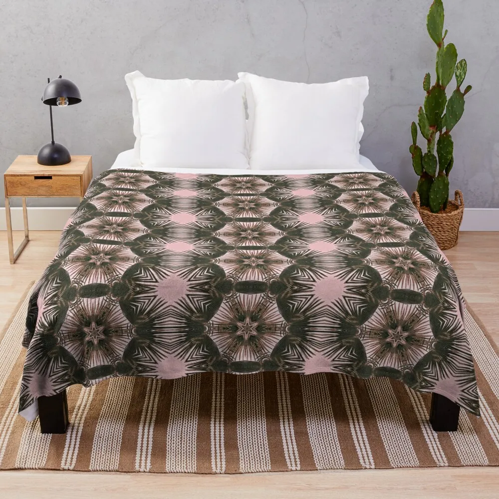 

PAUSE 2 WONDER Boho Nature Pink Aesthetic Tropical Botanical #131b Kaleidography Nature Photography Symmetry Art F Throw Blanket