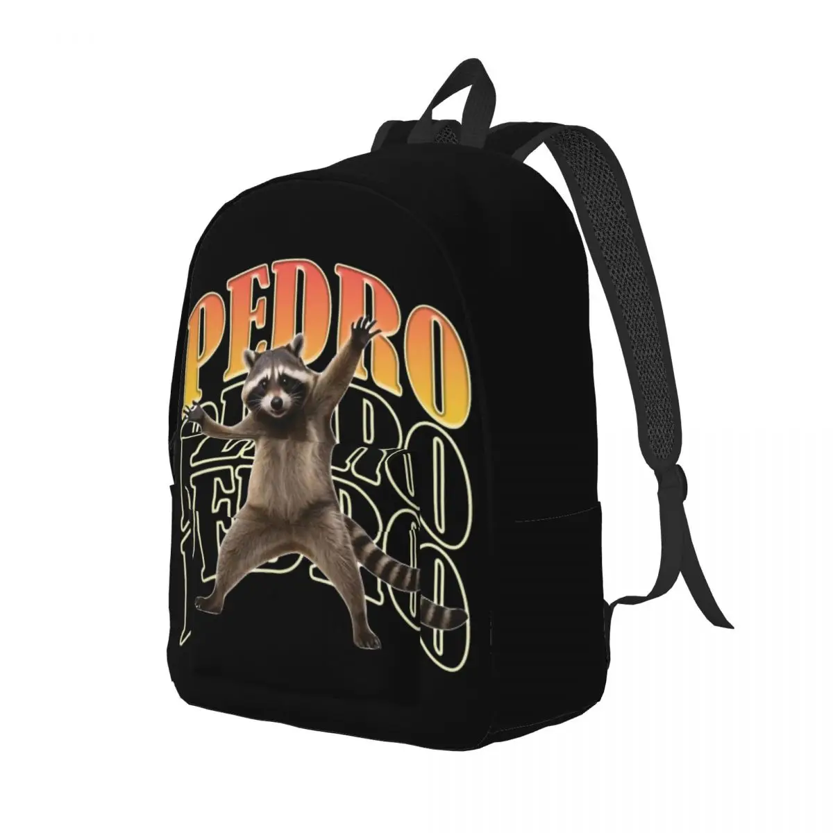 Guaxinim Meme Pedro Song Mochila para homens e mulheres, casual, colegial, mochila de negócios, engraçada, bolsa de ombro, durável