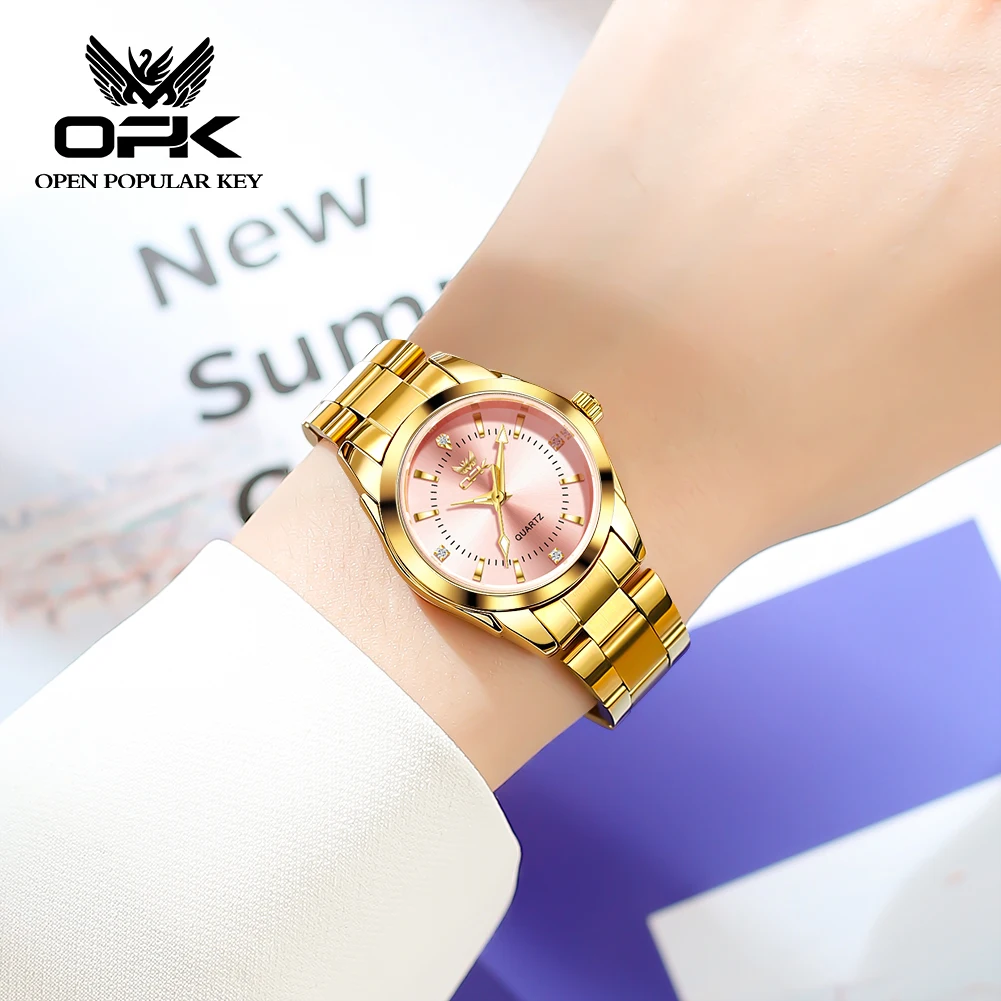 OPK 6002 Women's Watches Original Simple Elegant Quartz Watch Waterproof Luminous Ladies Watches Stainless Steel Reloj Mujer