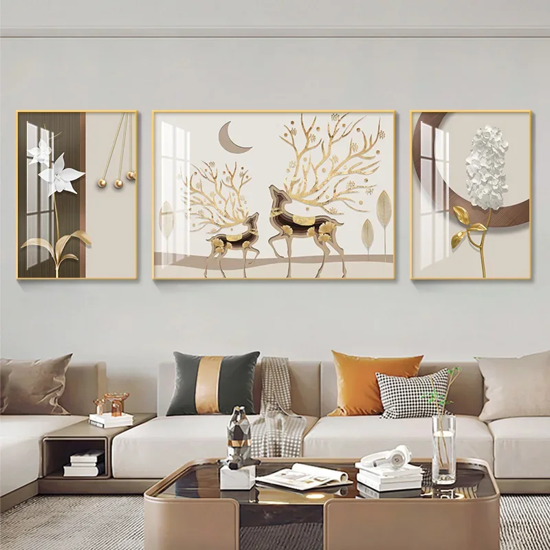 Home Decor Room Decoration Pictures Wall Decoration Wall Paintings Arts Sofa Background Wall Triptych Mural Painting Calligraphy