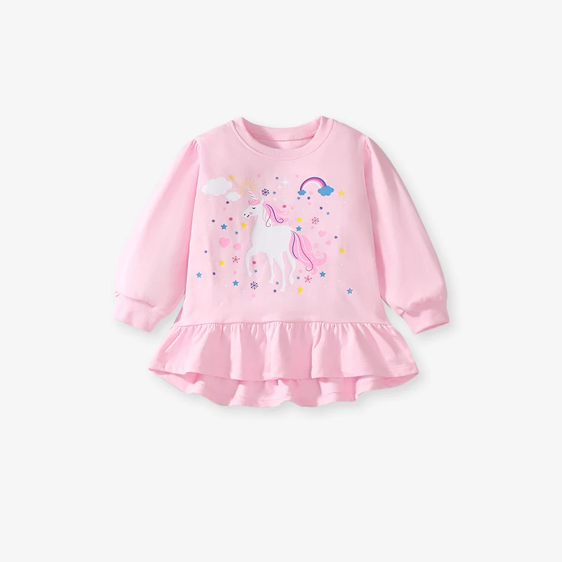 Little maven Baby Girls 2024 Autumn Children's Clothing Cotton Cartoon Unicorn Sweatershirts Tops+Legging Sets Clothes for Kids