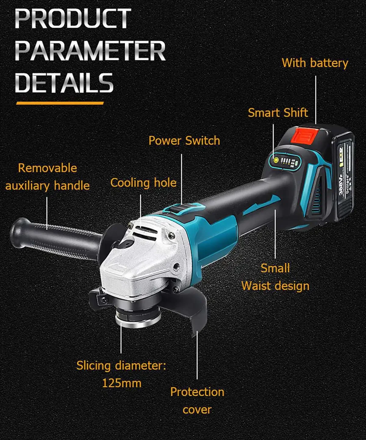 DGA404 18vMakita power tools Grinder Tool Wireless Power Tools Electric Grinder Angle Grinder Brushless Sander Angle