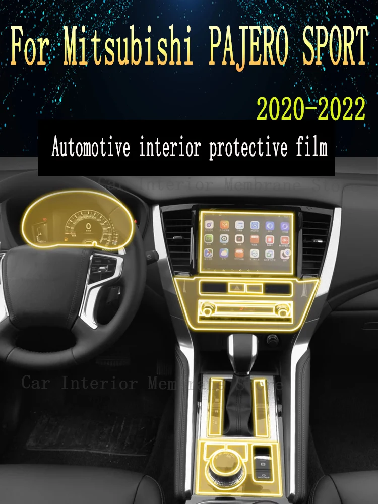 For Mitsubishi PAJERO SPORT  Navigation Center Console Gear Panel Screen TPU Car Interior Protective Film Anti-Scratch Sticker