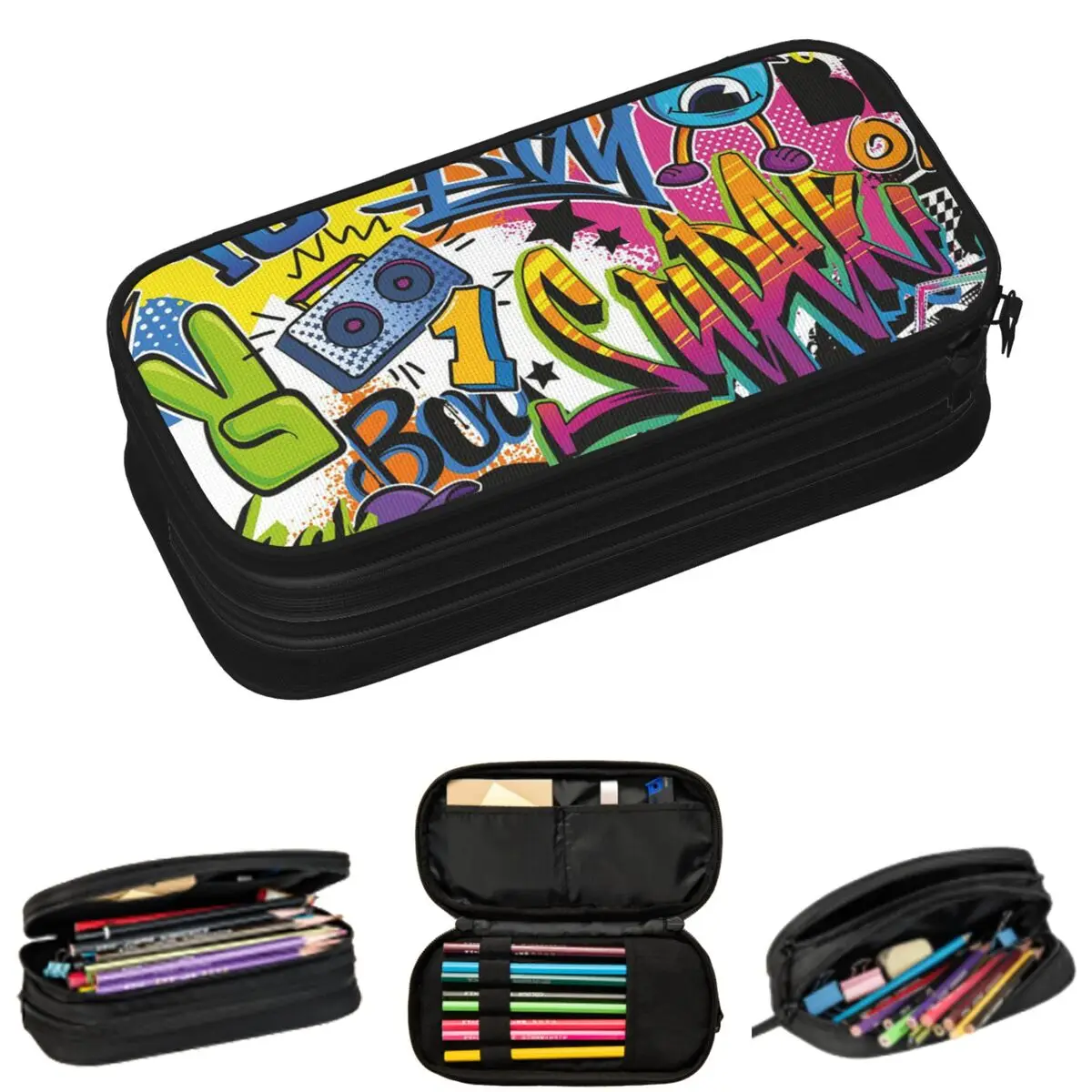 

Colorful Graffiti Pattern Pencil Cases for Student Gifts Pen Box Pencil Bag Big Capacity Pencil Pouch