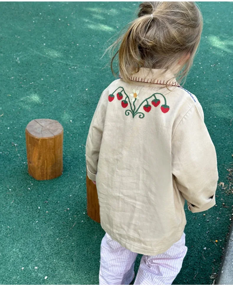 Children's Spring Autumn New Cute Embroidered Versatile Clothing Boys Girls Trendy Baby Open Cardigan Top Fashionable Outfit