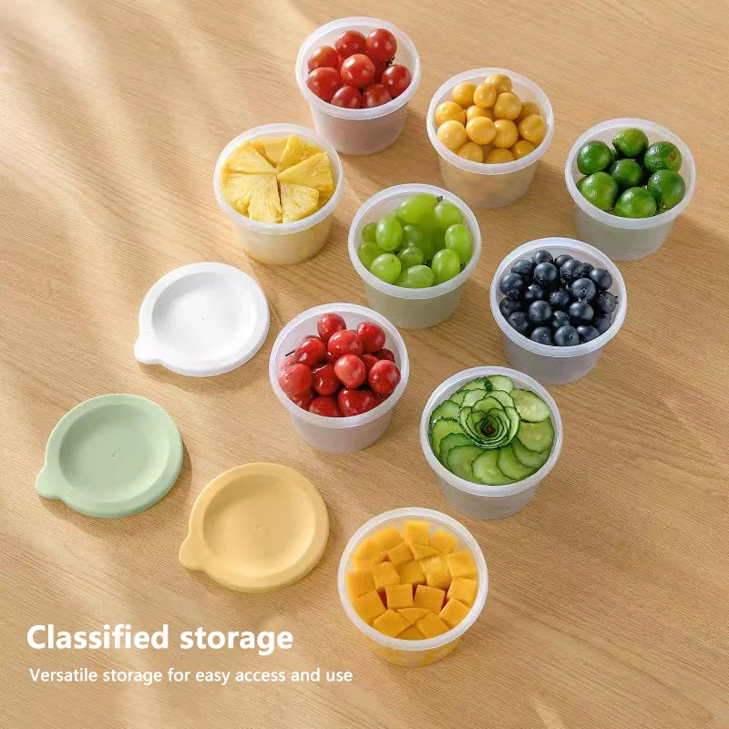 2 Pc Round Food Fresh Keeping Box Kitchen Refrigerator Storage Container Fruits Snacks Sealed Jar Microwave Heating