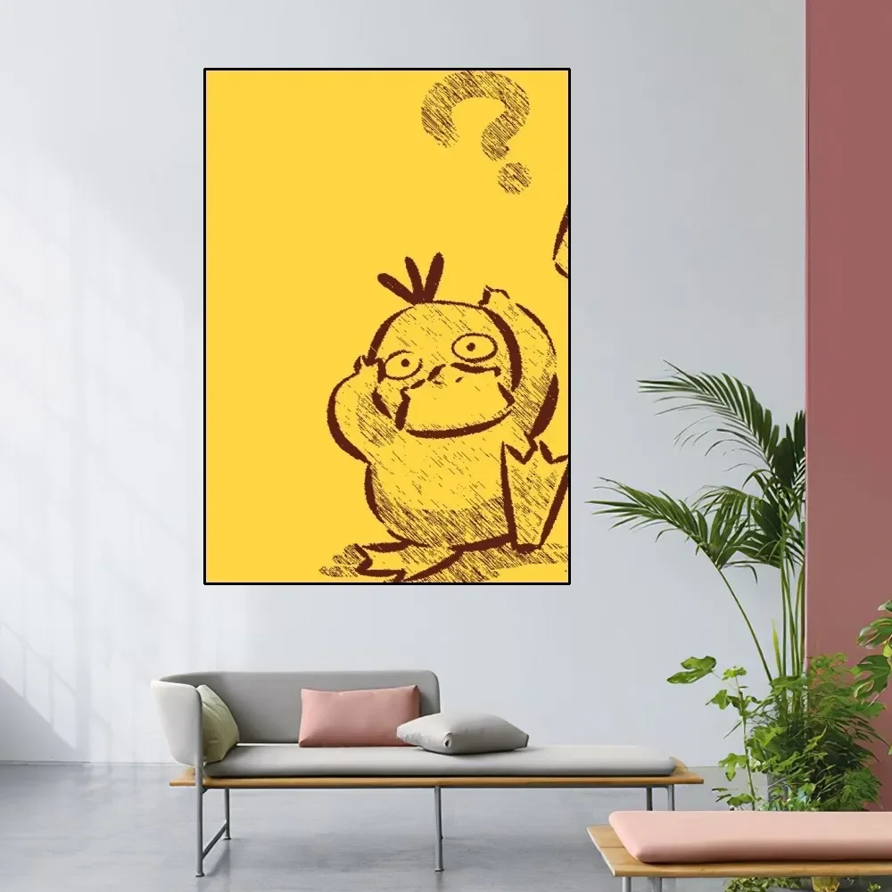 MINISO Pokemon Psyduck Poster Home Room Decor Livingroom Bedroom Aesthetic Art Wall Painting Stickers