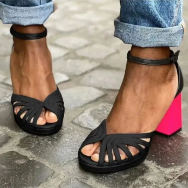 2026 New Summer Sandals Women's High Heels Sexy Open Toed Fashion Thick Soled High Heels Size 34-43