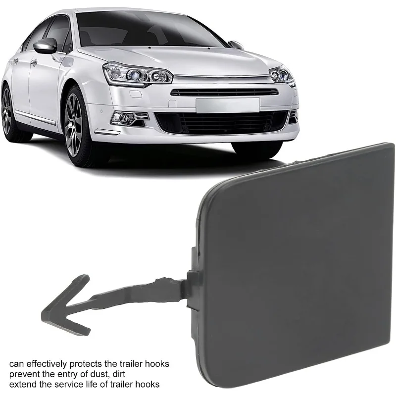 Car Front Rear Bumper Tow Black Trailer Eye Hole Cover Flap Bumpers Replacement for Citroen C5 X7 2009-2019 7414XX 7422J0