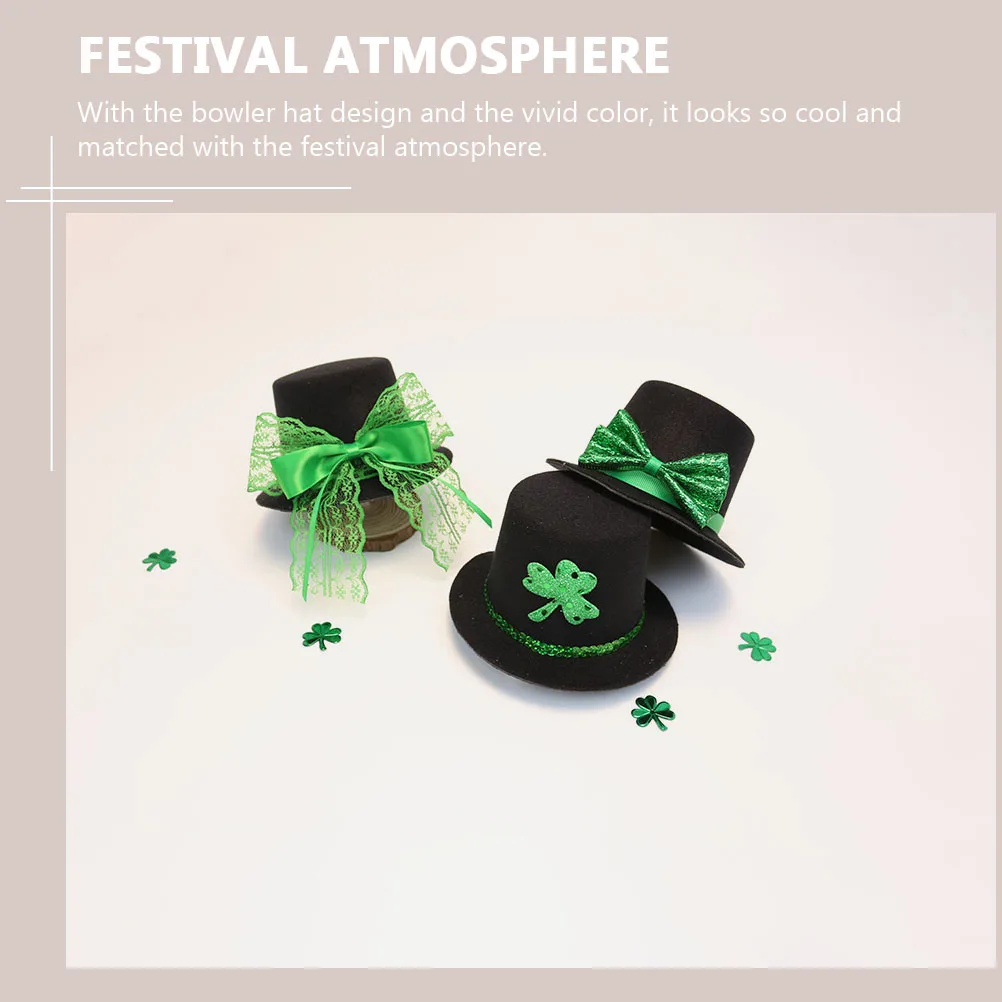 

Mini Hat Accessories Kids St Patrick Day Patrick'S Day Hairpin Party Decorative Bowler Hat Clip Headdress Lightweight