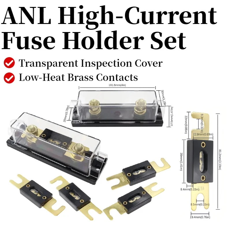 1 Set ANL Fuse Holder Bolt-on Fuse Automotive Fuse Holders Fusible Link With Fuse 40A 60A 80A 100A 200A 250A 300A Fuses AMP