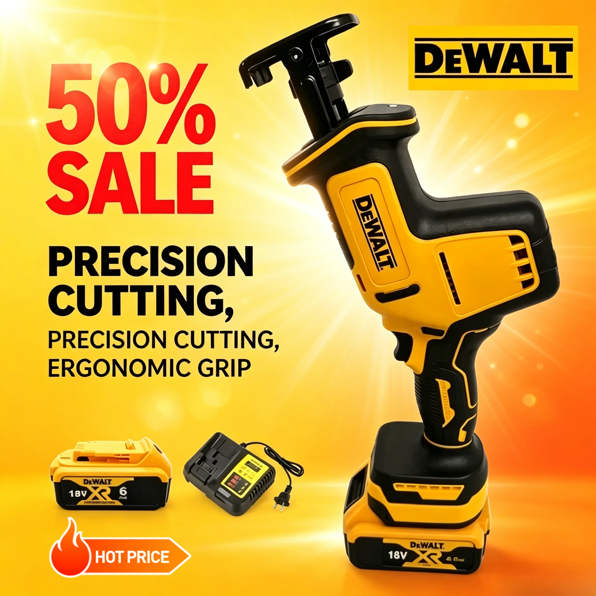 DEWALT DCS369 MAX One-Handed Cordless Reciprocating Saw Multi-Tasking Powerhouse for Swift Wood Pipe & Metal Cutting