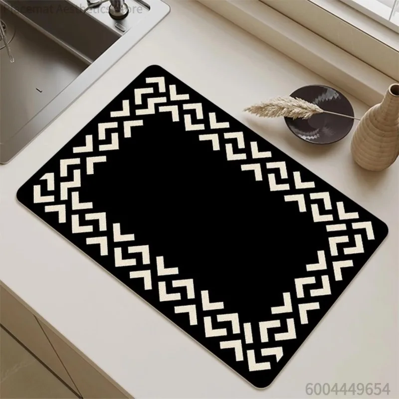 Modern Minimalist Line Print Kitchen Drying Mat Daily Home Decor Non-Slip Heat Resistant Countertop Pad Sink Mat for Dishes